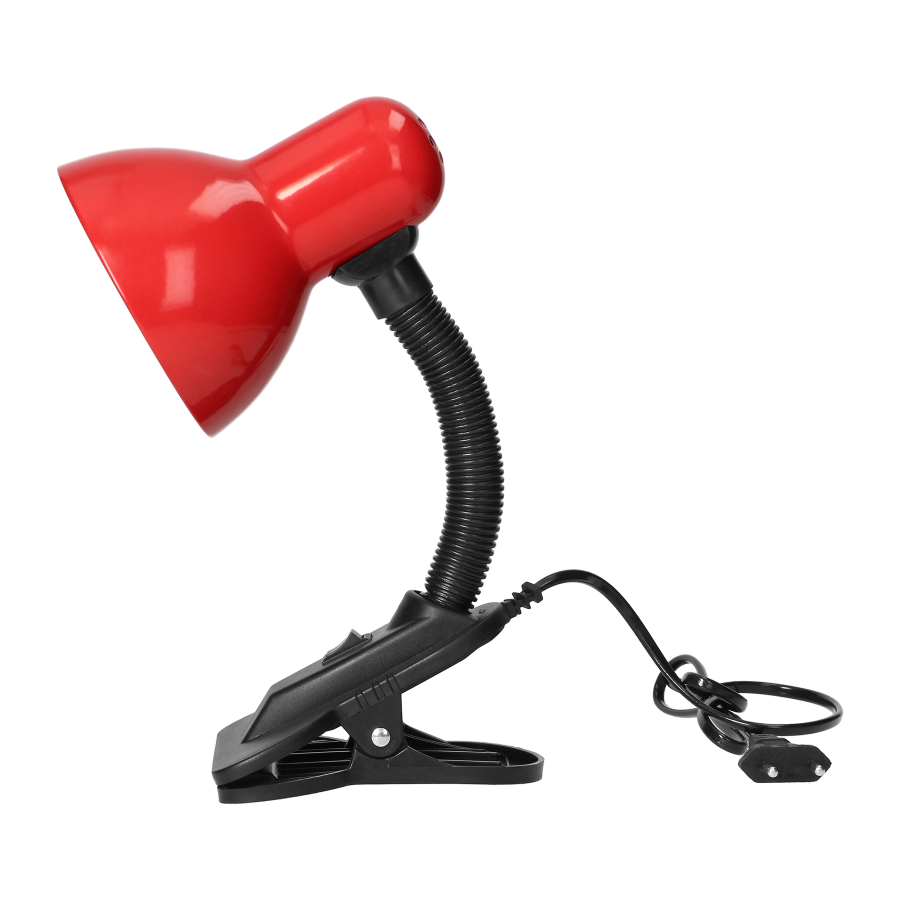 LATSA, desk lamp with a clip, 10W, E27, steel + plastic, red
